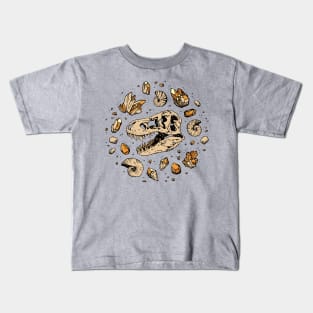 Geo-rex Vortex | Tyrannosaurus Dinosaur Fossil Art | Citrine Quartz Palette Kids T-Shirt